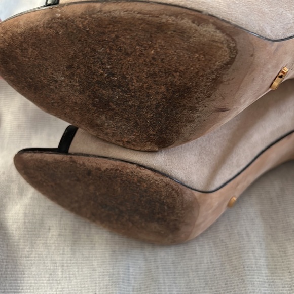 SERGIO ROSSI Natural Suede Black Leather T-strap Pumps Shoes Size 39.5 - Picture 5 of 10